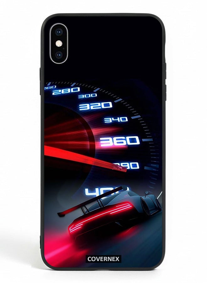 Covernex Apple iPhone Xs Max Protective Case Cover Printed Featuring High Speed Dashboard Neon Racing Speedometer - Image 2