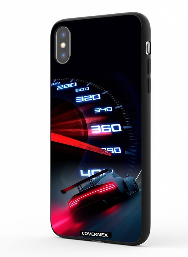 Covernex Apple iPhone Xs Max Protective Case Cover Printed Featuring High Speed Dashboard Neon Racing Speedometer - Image 1