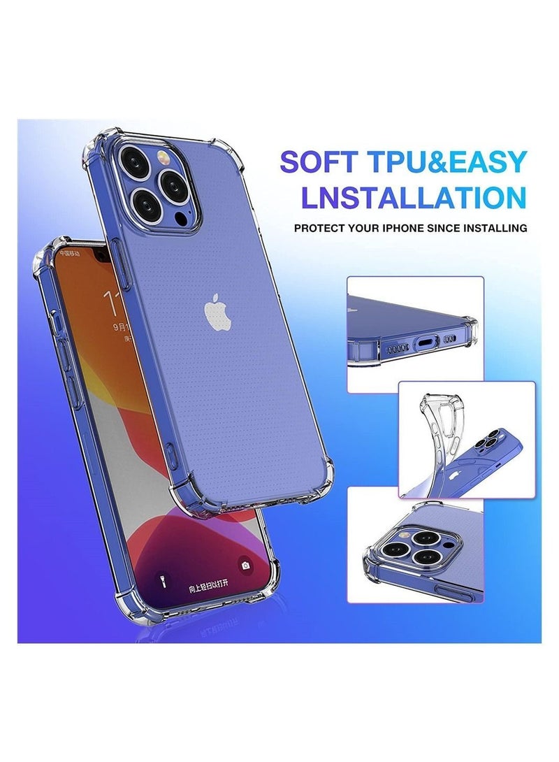 جراب واقٍ من البولي يوريثان الحراري لهاتف IPhone 13 Pro شفاف + 2 قطعة واقي شاشة من الزجاج المقوى لهاتف Apple - Image 2