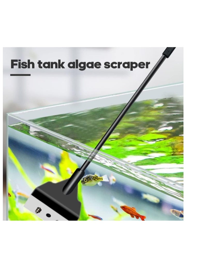 Aquarium Cleaning Tools, 35 cm Aquarium Algae Razor Scraper, Algae Cleaning Razor Scraper Cleaner Tool with 5 Pieces Stainless Steel Blades for Glass Fish Tank - Image 3