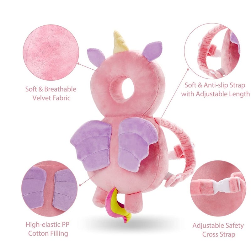 Umtiti Baby Head Protector Pad Safety Pad for Walking & Crawling, Toddlers Head Safety Adjustable Back-Pack,Pink Unicorn (US) - Image 3