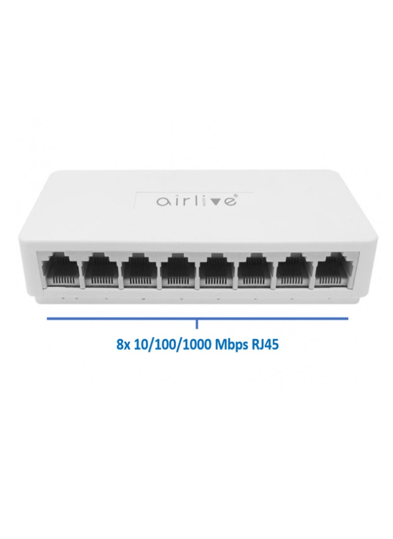 airlive - plug-and-play unmanaged Fast Ethernet switch , Live-8GT switch is equipped with 8 x 10/100/1000Mbps - Image 1