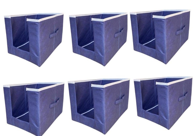 Angad Craft Of 6 Non Woven Shirt StackerCloth Storage Foldable Wardrobecloset Organizer With Handle For Tshirts Shirts Clothes BLUEFeatured on Shark Tank 