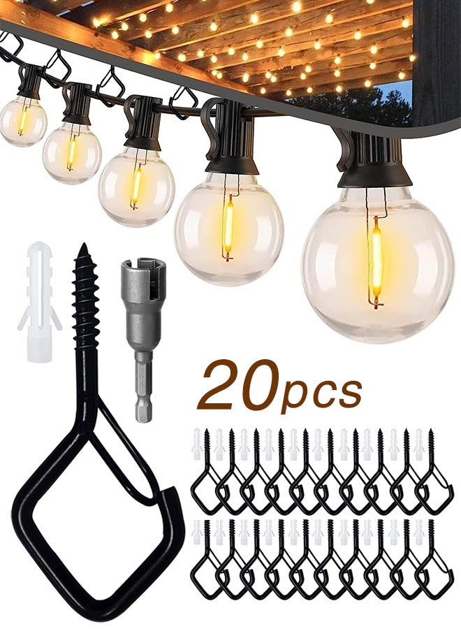 20 قطعة من خطافات السقف، ل النباتات، خطافات ل خطافات ال لمصابيح الخيوط الخارجية، خطافات جانبية، خطافات نباتات ل السقف، خطافات معدنية، خطافات ل النباتات، 2.2 بوصة، أسود - Image 1