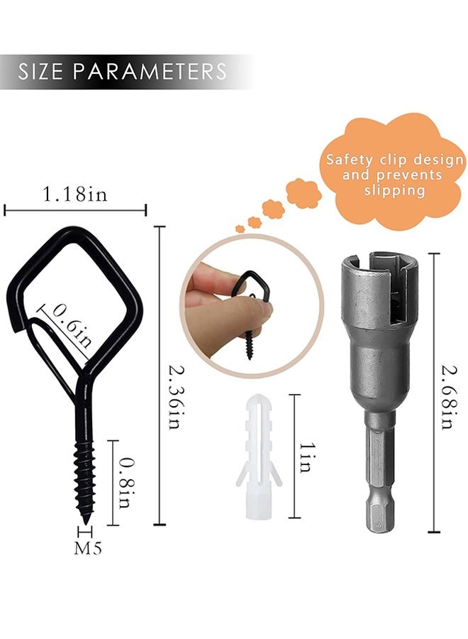 20 قطعة من خطافات السقف، ل النباتات، خطافات ل خطافات ال لمصابيح الخيوط الخارجية، خطافات جانبية، خطافات نباتات ل السقف، خطافات معدنية، خطافات ل النباتات، 2.2 بوصة، أسود - Image 5