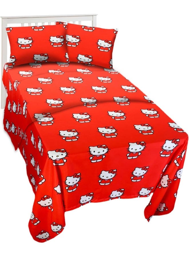 Hello Kitty Bedding Set Toddler Bed - Bundle with Hello Kitty Bed Sheets with Flat Sheet, Fitted Sheet, and Pillowcase for Twin Bed Plus Tattoos, More - Image 2