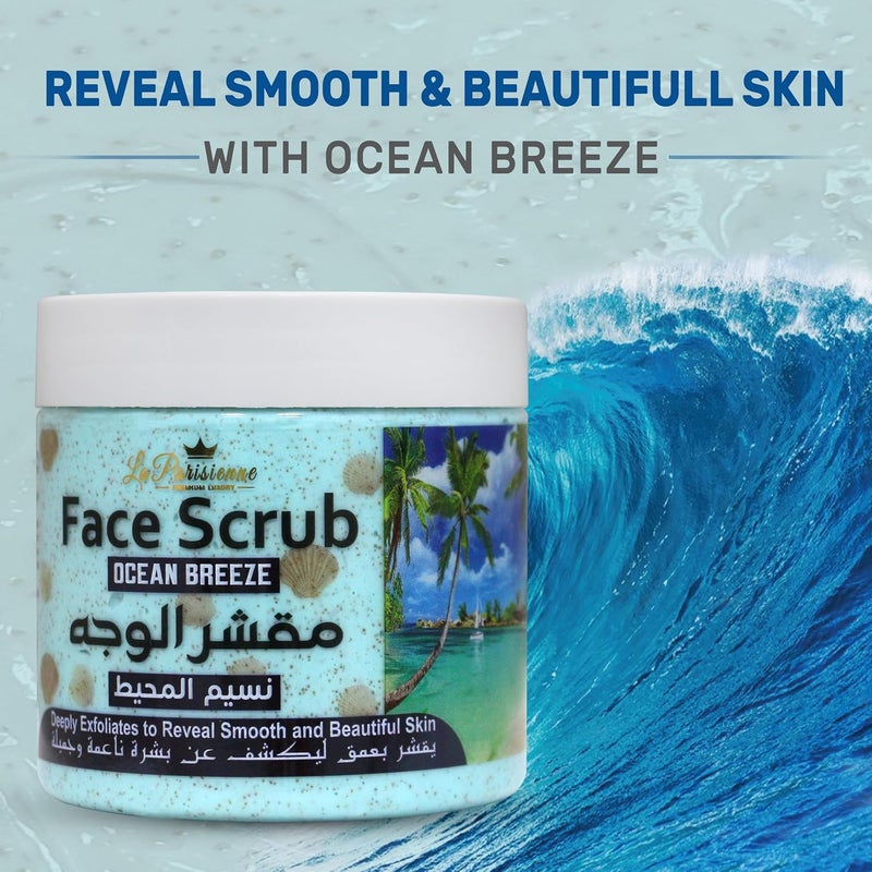La Parisienne Face Scrub, Deeply Exfoliates, Reveal Smooth & Beautiful Skin, Exfoliating Scrub, Facial Exfoliant, Moisturizing, Glowing Skin - (Ocean Breeze, 500 ml) - Image 4