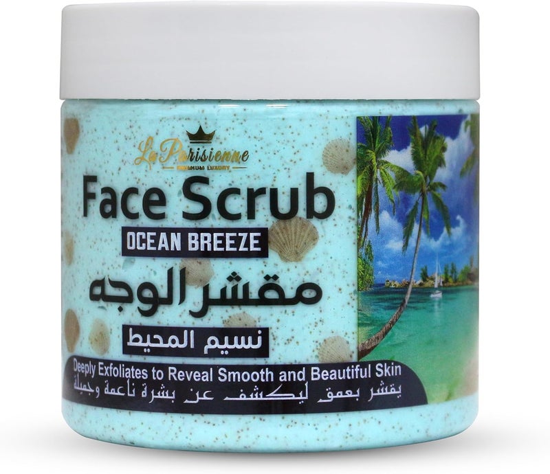 La Parisienne Face Scrub, Deeply Exfoliates, Reveal Smooth & Beautiful Skin, Exfoliating Scrub, Facial Exfoliant, Moisturizing, Glowing Skin - (Ocean Breeze, 500 ml) - Image 1