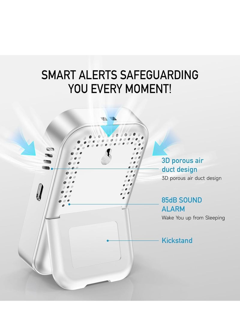 Carbon Monoxide Detector with Intelligent Alarm Function, 3-in-1 CO Detector Moisture/Temperature/Carbon Monoxide Concentration, Portable Rechargeable CO Warner for Household/Motorhome/Camping - Image 4