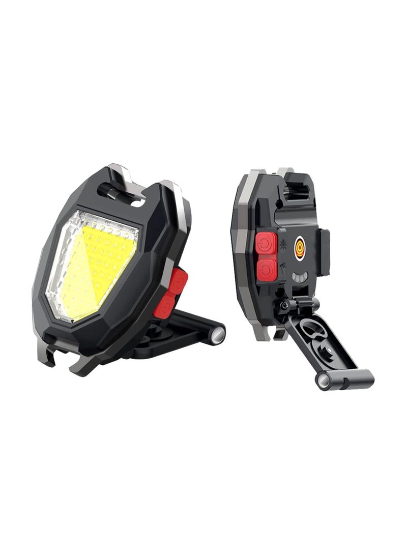 COB Keychain Flashlight Back USB Charging Whistle Lighter for Camping Adventure - Image 1