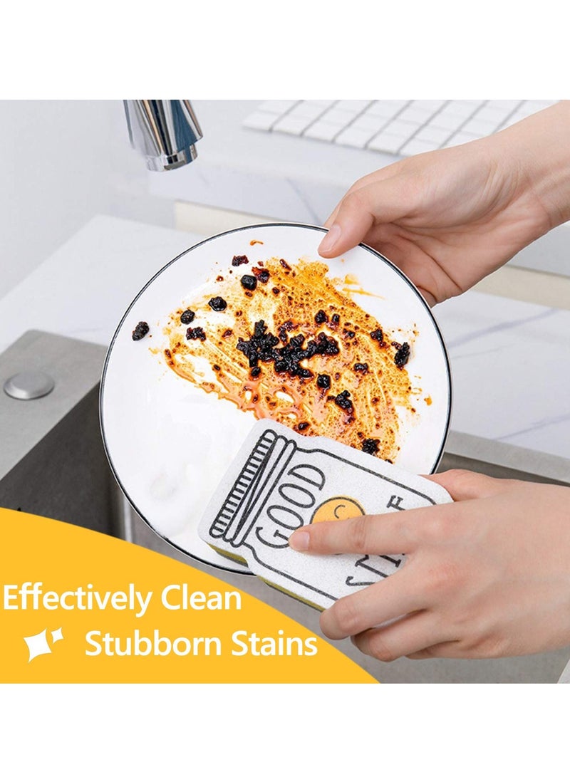 Excefore 8 Pack Scrub Sponges Efficient and Long Lasting for Non Scratch Kitchen Cleaning Multi Purpose Microfiber Dishwashing Sponge for Dishes - Image 4