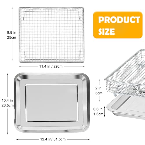 YQL Stainless Steel Air Fryer Basket and Tray Set, Compatible with Cuisinart TOA-60 TOA-65 TOA-70, Mesh Wire Rack & Baking Pan Replacement for Convection Toaster Oven, Dishwasher Safe - Image 3