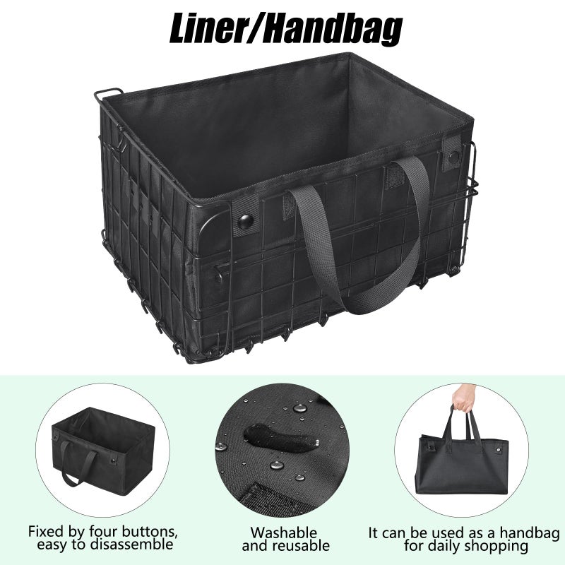 RAYMACE Bike Basket Rear,Bicycle Basket with Removable Liner,Rainproof Cover and Cargo Net,Folding Bike Baskets for Adult,Quick Release Design Fits for Most Rear Mounted Bike Rack - Image 3