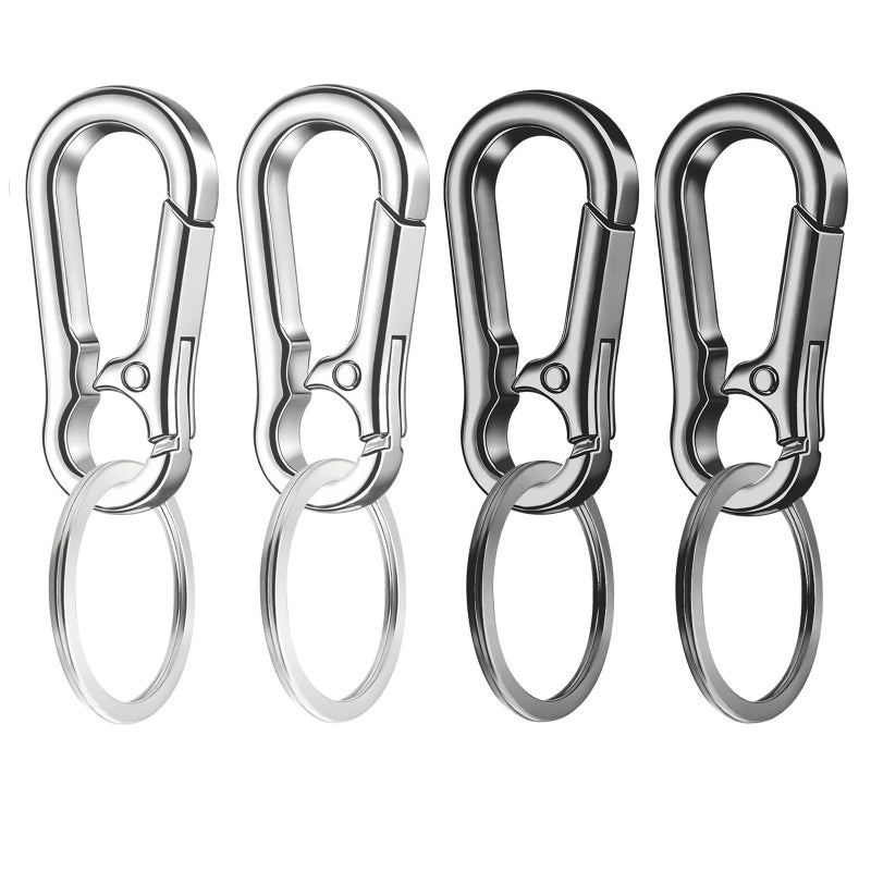 WIVBRNK 4 Pack Keychain, Metal Key Chain, Sturdy Key Ring, Key Rings for Home, Car, Office, Key Organizer Keychain Clip for Belt Loops, Purse, Bag, Key Chains for Men and Women (Black*2 Sliver*2) - Image 1
