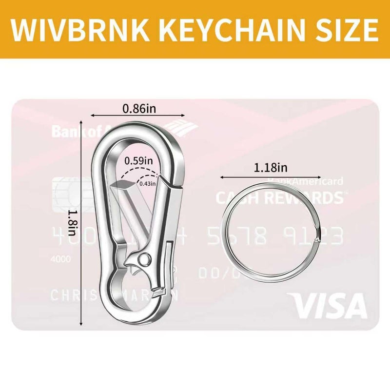WIVBRNK 4 Pack Keychain, Metal Key Chain, Sturdy Key Ring, Key Rings for Home, Car, Office, Key Organizer Keychain Clip for Belt Loops, Purse, Bag, Key Chains for Men and Women (Black*2 Sliver*2) - Image 2