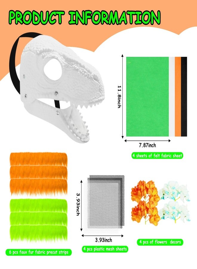 Auch 19 Pcs DIY Dino Mask Kit Dinosaur Masks Furry Therian Dino Costume Sets for Animal Themed Halloween Party (Green) - Image 3