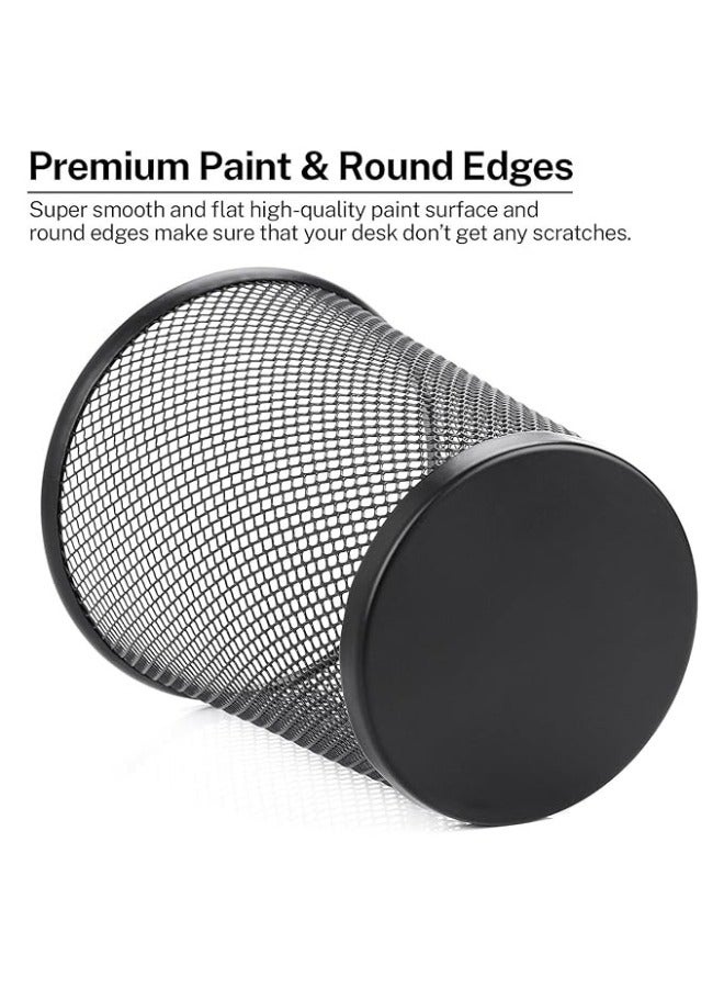 حامل قلم شبكي معدني مدور الشكل (أسود) - Image 4