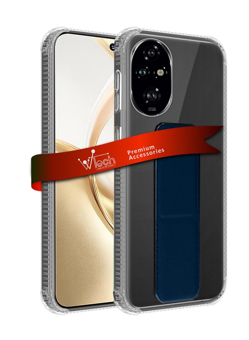 دبليو تيك غطاء وسادة هونر لهاتف Honor 200 Pro 5G 2024 مصنوع من مادة TPU - شفاف/أزرق داكن - Image 1