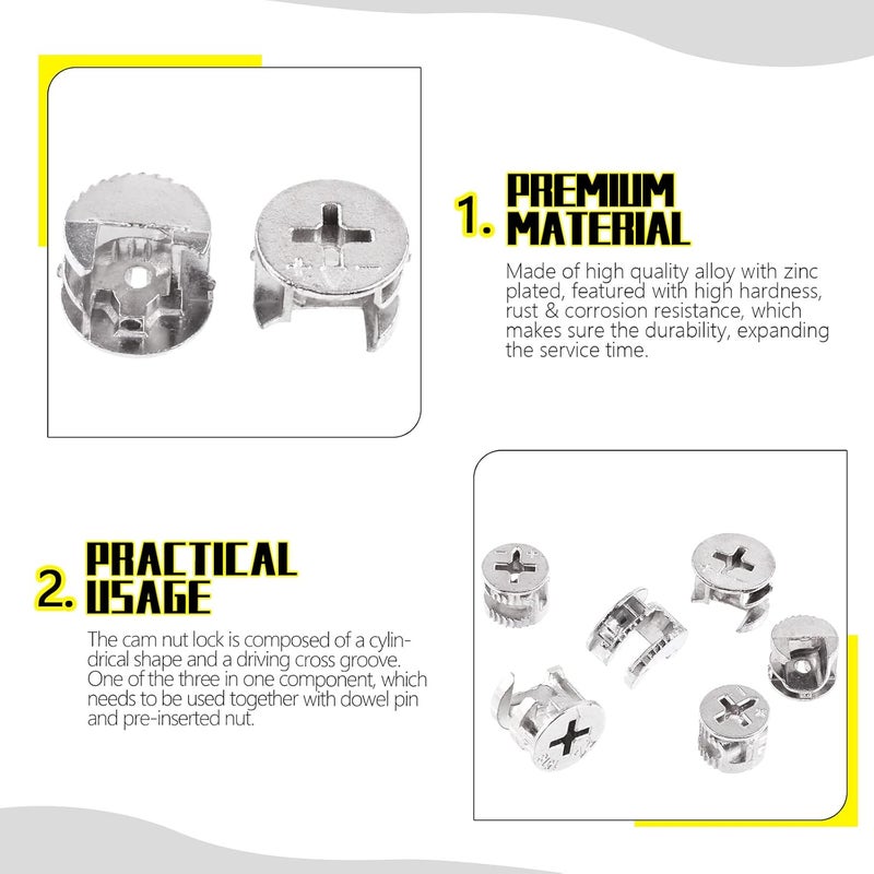 Mardatt 100 Pcs Furniture Connecting Cam Lock Assortment Kit - Heavy Duty Locking Cam Fitting Lock Nut Connectors - Image 3
