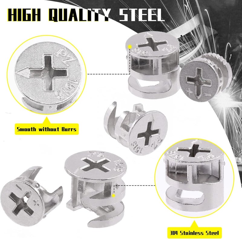 Mardatt 100 Pcs Furniture Connecting Cam Lock Assortment Kit - Heavy Duty Locking Cam Fitting Lock Nut Connectors - Image 4