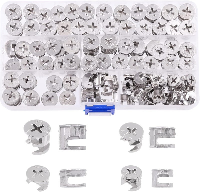 Mardatt 100 Pcs Furniture Connecting Cam Lock Assortment Kit - Heavy Duty Locking Cam Fitting Lock Nut Connectors - Image 1