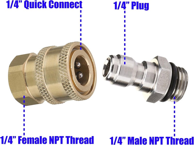 M MINGLE مجموعة محولات غسالة الضغط M MINGLE، مجموعة فصل سريع 1/4 بوصة، 5000 PSI خفيف الوزن ومتين في نفس الوقت - Image 2