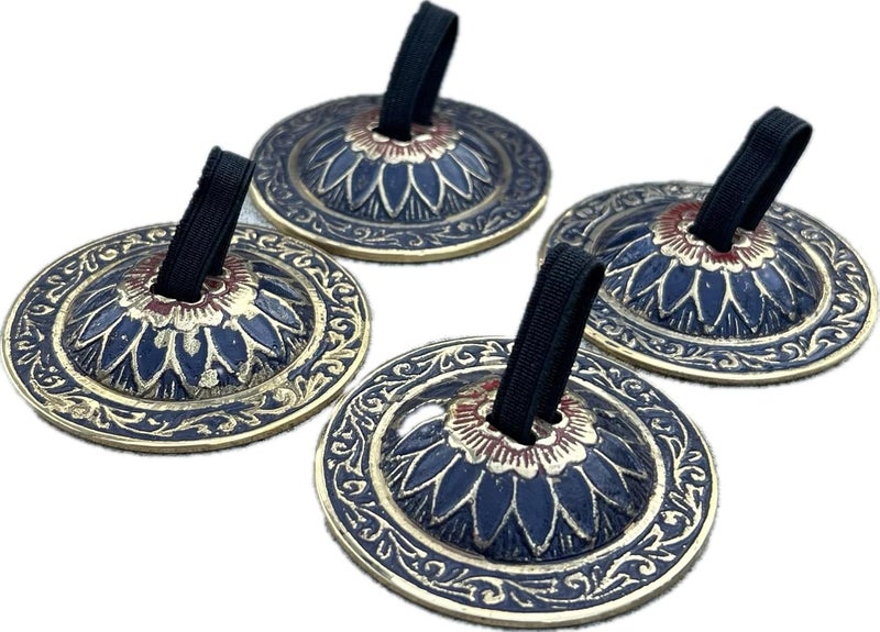 DharmaObjects Belly Dancing Floral Lotus Pro Finger Zills Cymbals Hand Crafted Solid Brass - Image 1