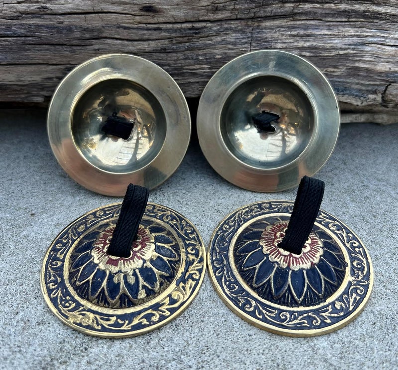 DharmaObjects Belly Dancing Floral Lotus Pro Finger Zills Cymbals Hand Crafted Solid Brass - Image 5