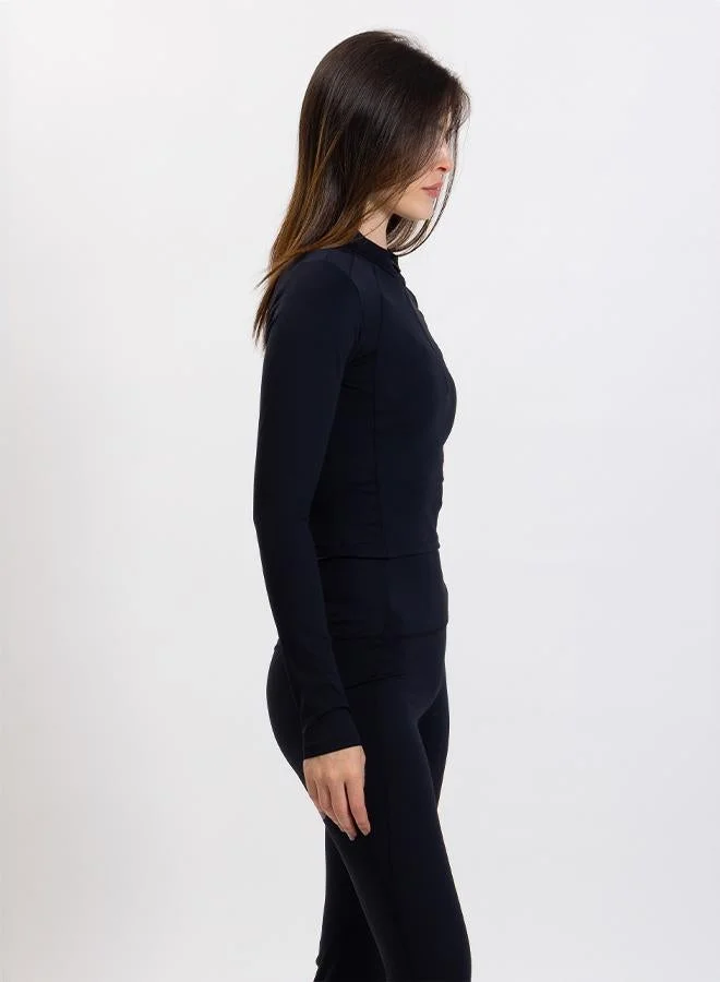 Shapes BLACK SCULPT CROP ZIP-UP TOP for Women | Best Price UAE