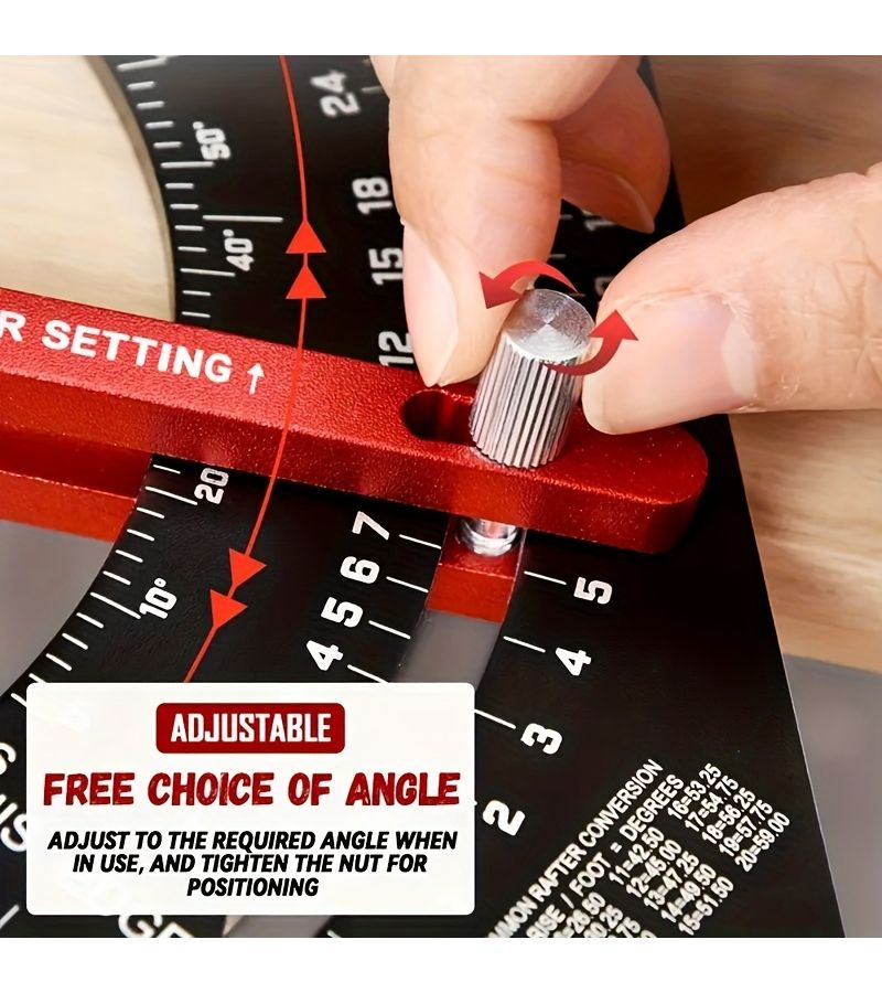 Adjustable 7 Inch Woodworking Triangle Ruler Speed Square Multi Angle Layout Measuring Tool for Carpentry Roofing Black - Image 5