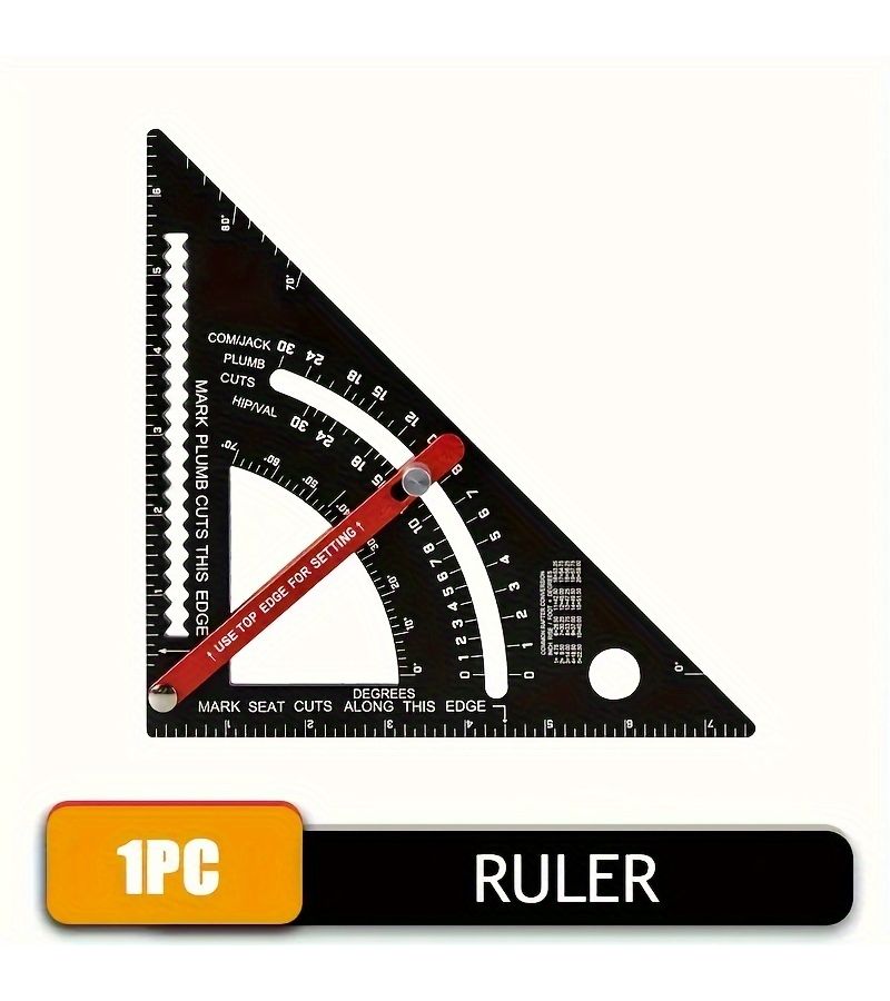 Adjustable 7 Inch Woodworking Triangle Ruler Speed Square Multi Angle Layout Measuring Tool for Carpentry Roofing Black - Image 1