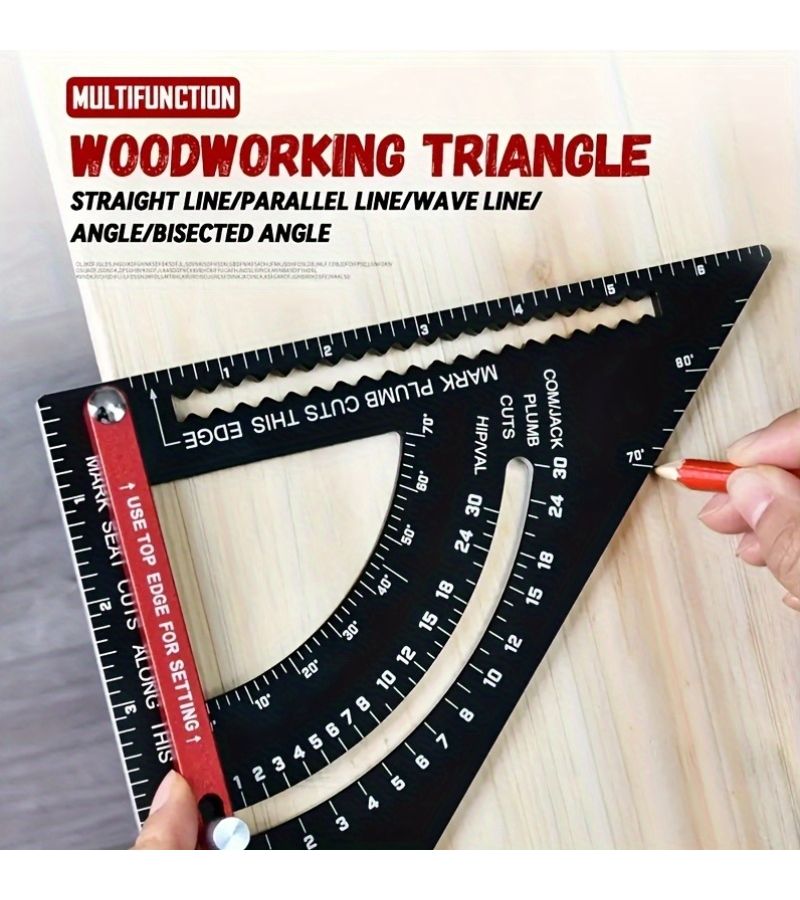 Adjustable 7 Inch Woodworking Triangle Ruler Speed Square Multi Angle Layout Measuring Tool for Carpentry Roofing Black - Image 4