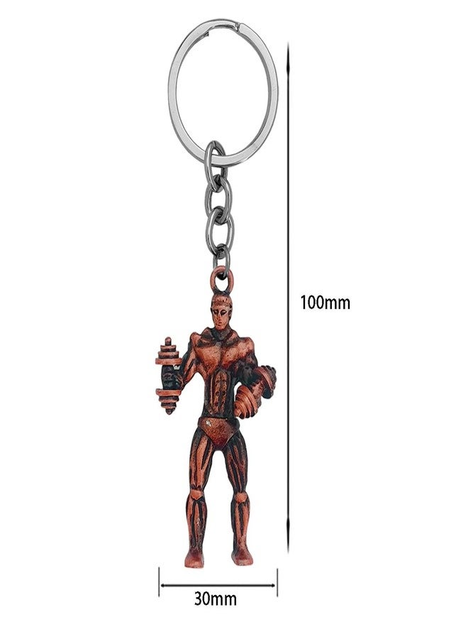 M Men Style Bodybuilder Dumbbell Men Fitness Strong Bodybuilding Keyring For Car Wallet Key Ring Sports Brown Zinc Metal Sport Keychain For Men And Women - Image 3