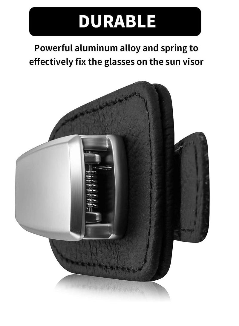 Y&D 2 Pieces Of Car Sun Visor Spectacle Frame, Sunglasses Holder Clip-On, Leather Glasses Hook And Ticket (Black)  - Image 5