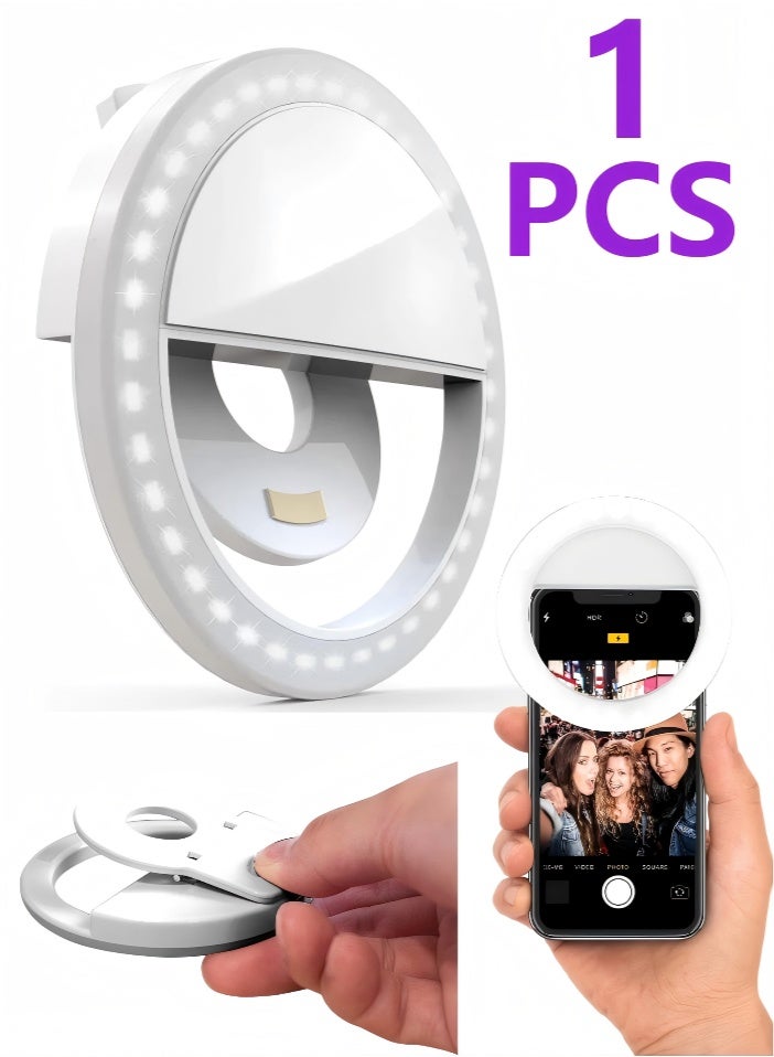Clip On Ring Light for Phone | 36 LED Ultra Wide Range Rechargeable Selfie Light with 3 Brightness Levels - Great for Selfie Photos, Vlogging, Make-Up, Dark Scenery, and More.