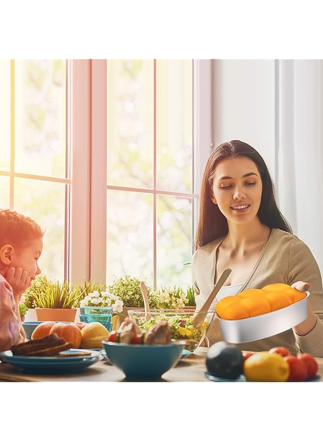 كاست ويف طقم قوالب تشيز كيك بيضاوية، قوالب كيك غير لاصقة من الألومنيوم مقاس 4 بوصات و8 بوصات لخبز اللحم المفروم والخبز والكعك، متوافقة مع الفرن والقدر الفوري (قطعتان) - Image 3