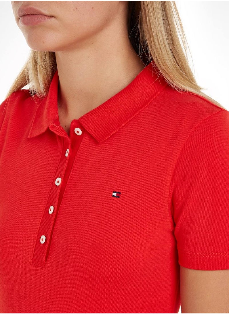 Women's 1985 Collection Flag Embroidery Slim Polo, Red - pzsku/ZB8F450CC12E30B49E1F2Z/45/_/1723743995/18b88b18-74a9-433d-8f69-3068477b99e4