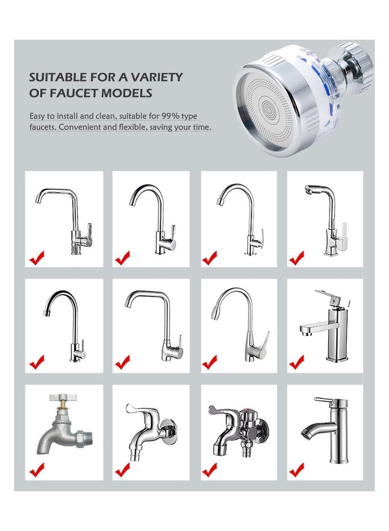 2 and 9Pcs Faucet Water Filter Set 360 Degree Rotating Sink Water Filter Faucet Bathroom Sink Filter Household Faucet Filter Tap Splash Proof Faucet with Filter Elements for Kitchen Home Short - Image 5