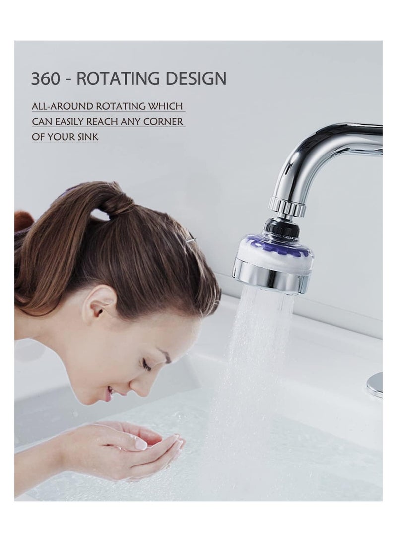 2 and 9Pcs Faucet Water Filter Set 360 Degree Rotating Sink Water Filter Faucet Bathroom Sink Filter Household Faucet Filter Tap Splash Proof Faucet with Filter Elements for Kitchen Home Short - Image 3