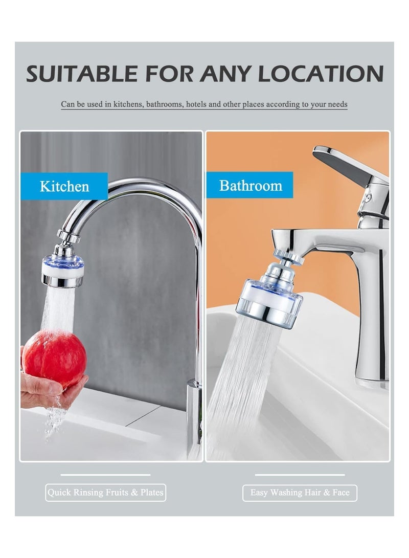 2 and 9Pcs Faucet Water Filter Set 360 Degree Rotating Sink Water Filter Faucet Bathroom Sink Filter Household Faucet Filter Tap Splash Proof Faucet with Filter Elements for Kitchen Home Short - Image 4
