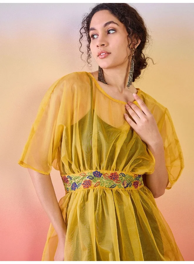 أيه كيه إس Round Neck Embroidered Tunic