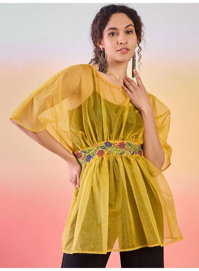 أيه كيه إس Round Neck Embroidered Tunic