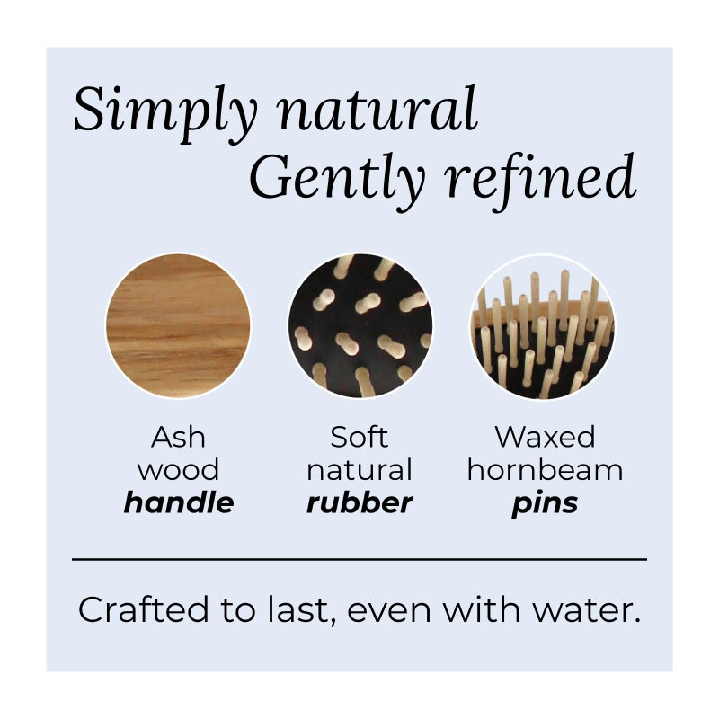 TEK â€“ Large Oval Wooden Brush with Short Pins â€“ Handmade in Italy with Sustainable and Vegan Materials â€“ Safe for All Hair Types Wet or Dry â€“ Gentle Detangler & Anti-Static Properties - Image 4