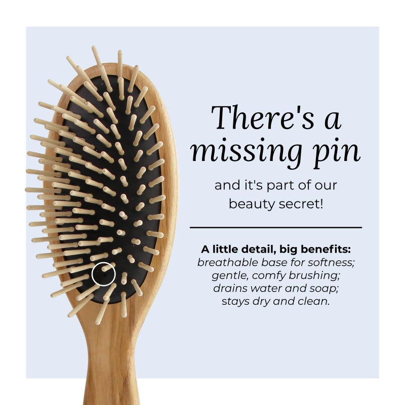 TEK â€“ Large Oval Wooden Brush with Short Pins â€“ Handmade in Italy with Sustainable and Vegan Materials â€“ Safe for All Hair Types Wet or Dry â€“ Gentle Detangler & Anti-Static Properties - Image 5