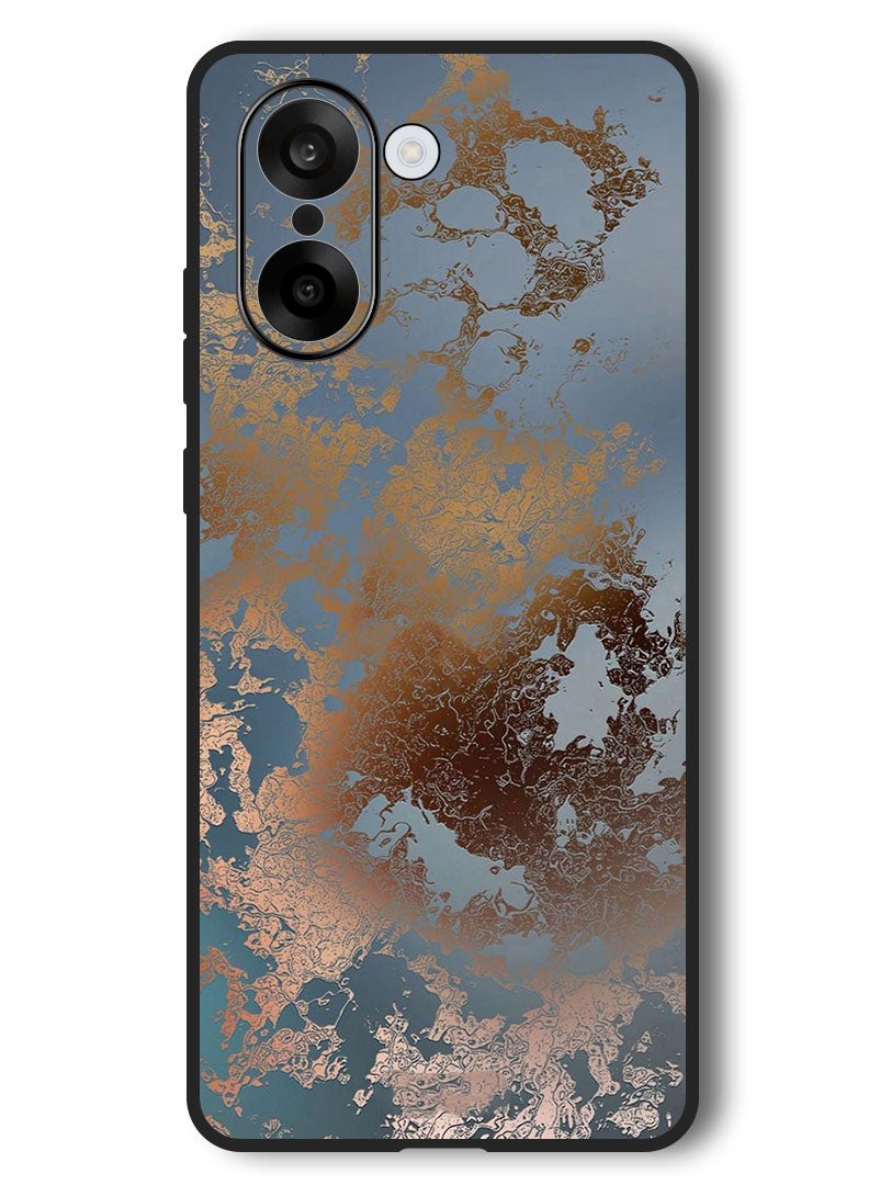 Theodor Case Compatible with OnePlus Nord CE 5 6.77 Inch Protection Shockproof Bumper Cover Golden Grey Design - Image 1