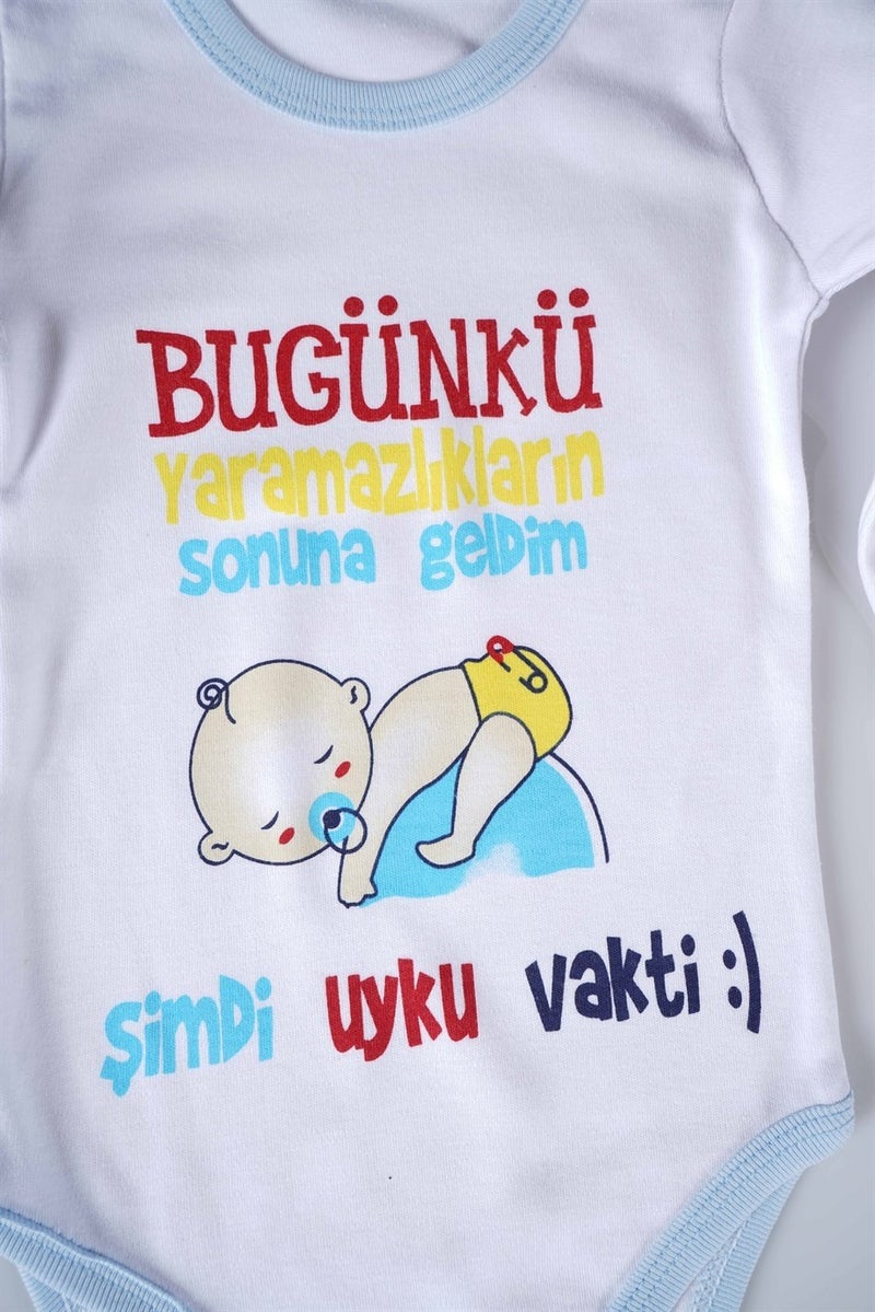 Miniko Kids New Season Today's Mischief Is Over Written Baby Child Long Sleeve Cotton Bodysuit - Image 2