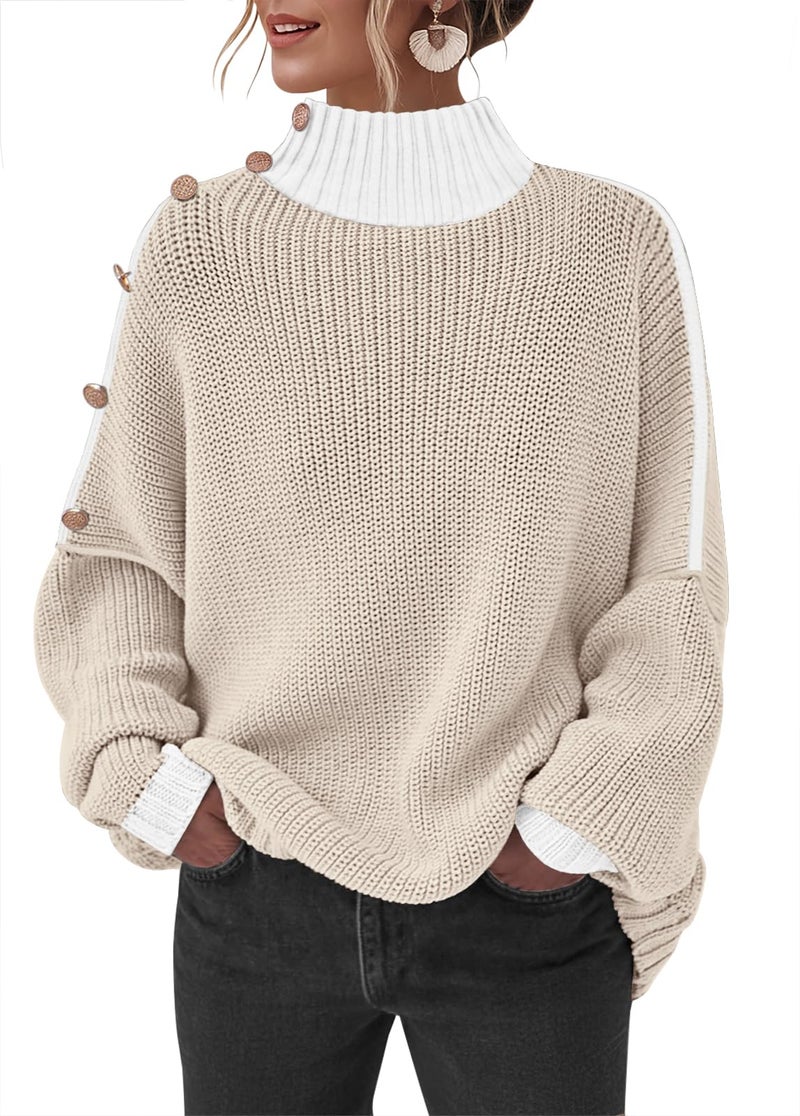 SAUKOLE Womens Long Sleeve Pullover Sweater 2026 Classic Turtleneck Oversized Knitted Sweaters Casual Winter Clothes - Image 1