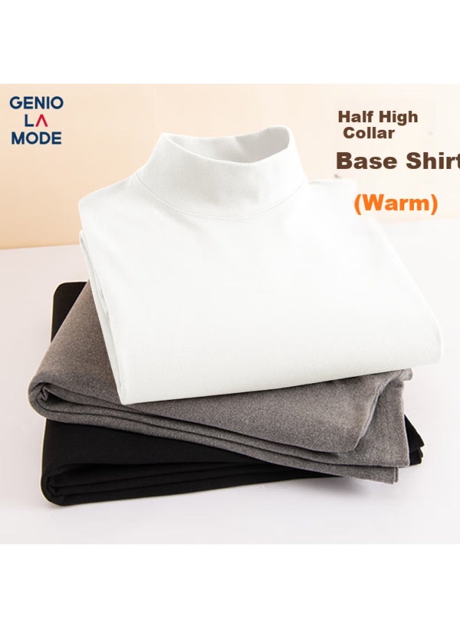 GENIOLAMODE Men'S Winter Thickened Warm Half High Collar Inner Wear Long Sleeve T-Shirt Men'S White 3Xl - Image 1