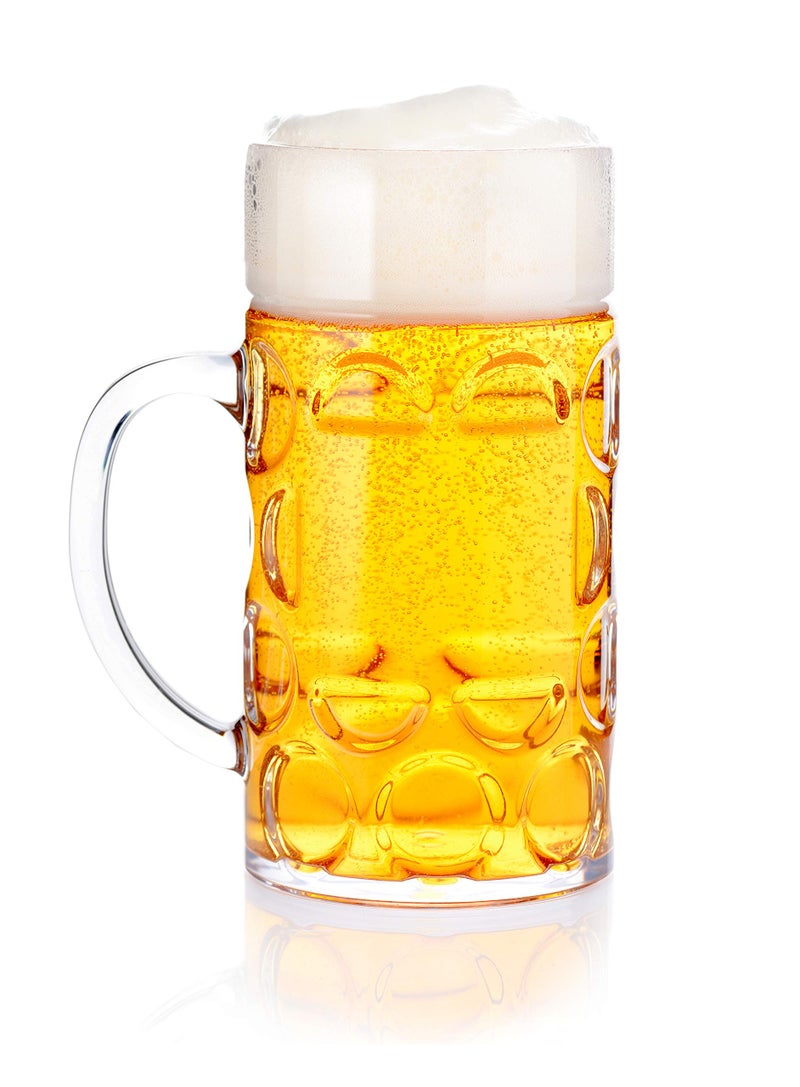 Banhey Beer Glasses with Handles Clear Plastic Beer Mugs Freezable 32 oz Glass Beer Mug Made for Cold BeveragesReusable Beer Cups Mugs and Beer Glasses for Men Dishwasher Safe 1Pack 