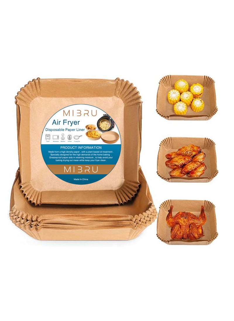MIBRU - 200pcs Air fryer paper food plate liner brown 20x20cm - Image 1